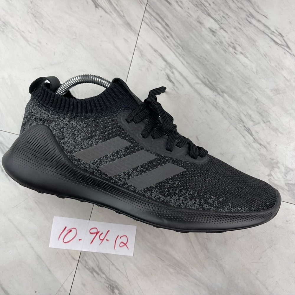 •Adidas Mens 10 Pure Bounce Running Shoes Black Gray G27966 Knit Sneakers